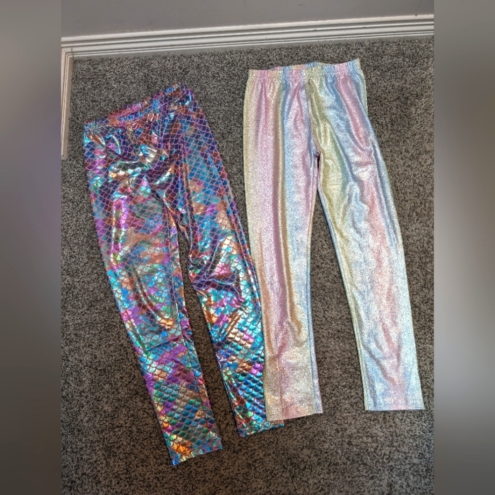 Two pairs of Holographic Rainbow / Mermaid Leggings